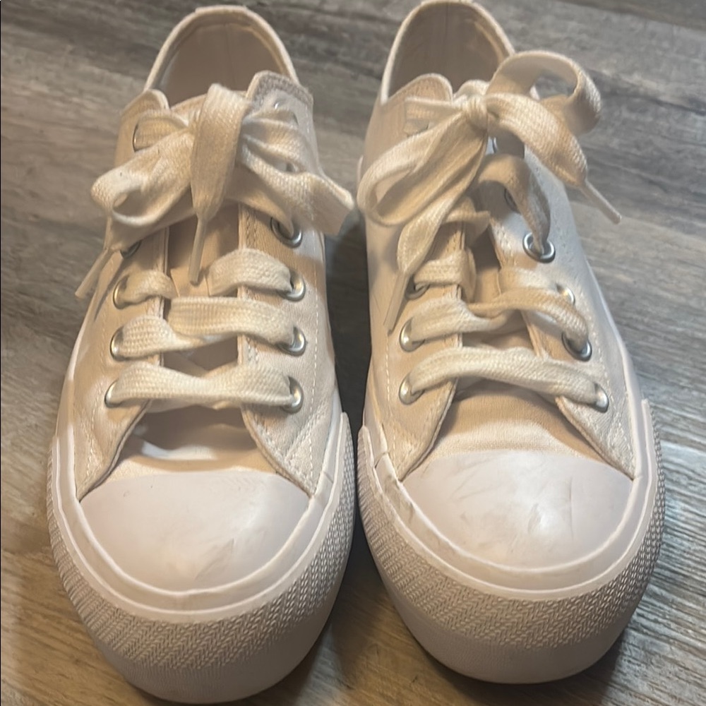 Cream Canvas Sneakers